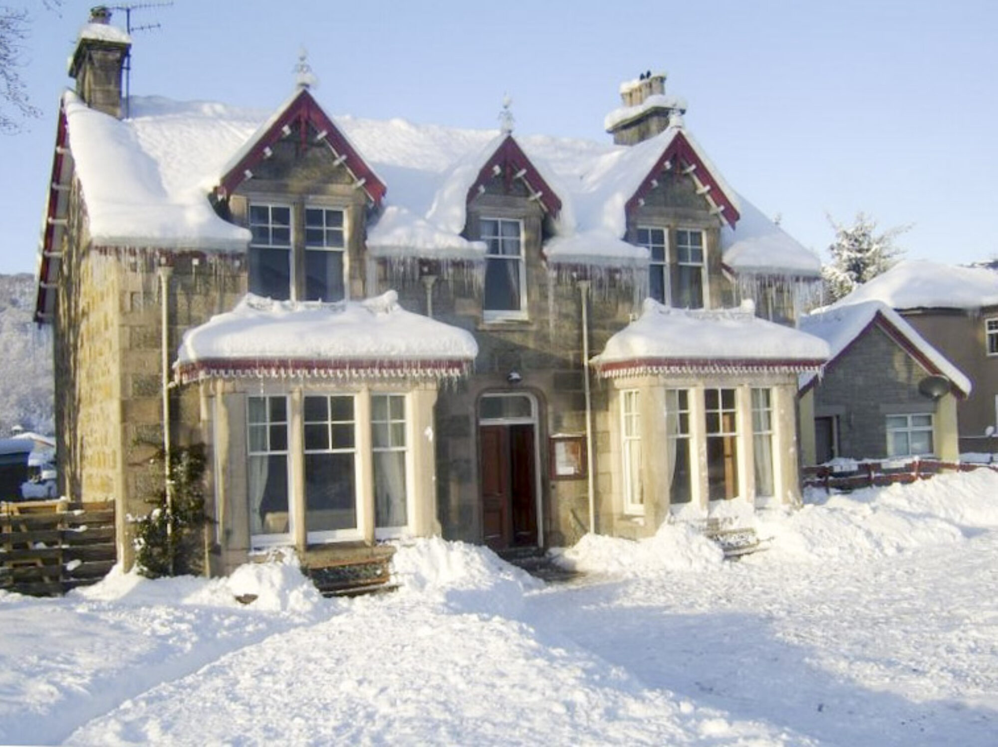 Snowy house in Aviemore, Scottish Highlands