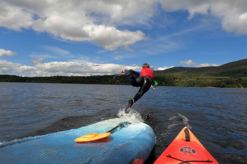 Jumping from paddleboard